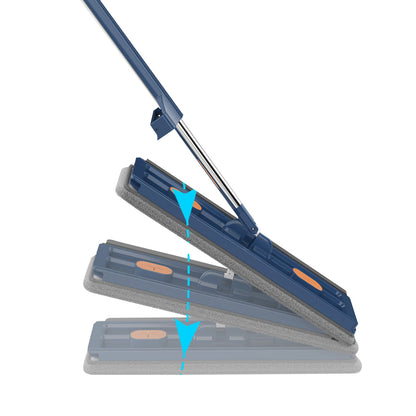 360 Degree Rotatable Flat Mop Adjustable Mop with 2 Replacement Pads Blue