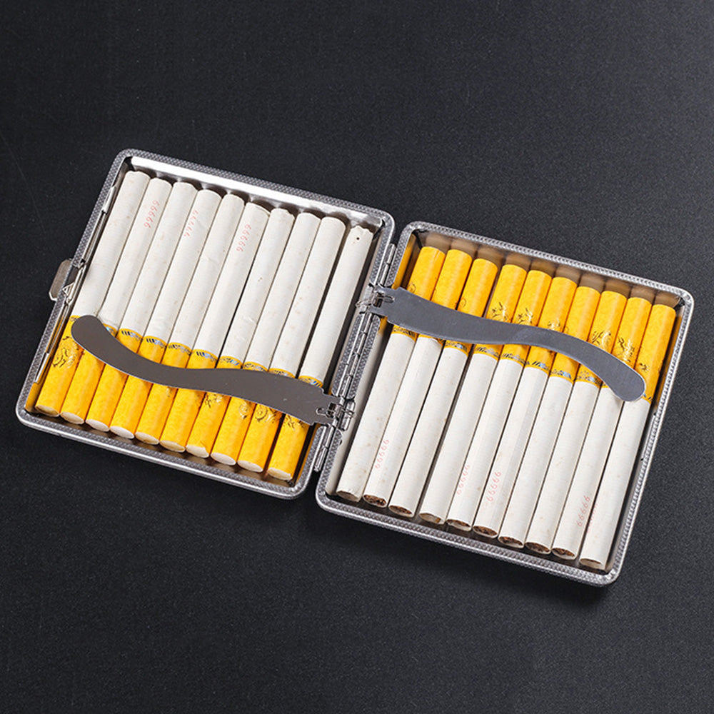 Portable PU Leather Cigarette Case Fashion Design Holds 20 Cigarettes-Brown