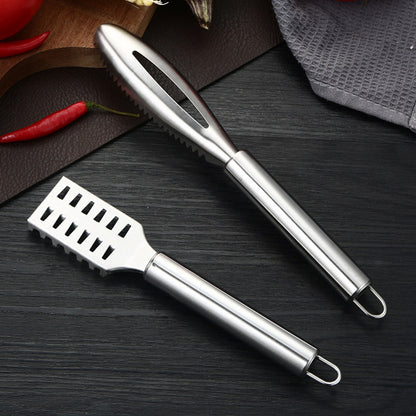 2Pcs Stainless Steel Fish Scaler Brush Scale Scraper Skin Remover Kitchen Seafood Clean Tool