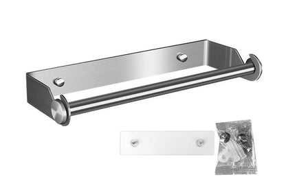 Paper Towel Holder Under Cabinet Wall Mount Stainless Steel Rack Towel Organizer-Silver