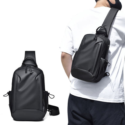 Casual Travel Large Capacity Mens Backpack Fashionable Multifunctional Chest Bag-Black