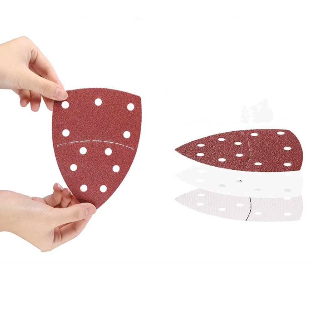 60Pcs 11-Hole Sanding Sheets Triangle Detail Sander Pads for Polishing