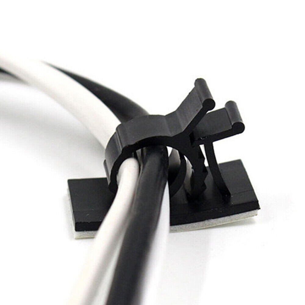 10PCS Adhesive Cord Management Cable Clips Black Wire Holder Organizer Clamp