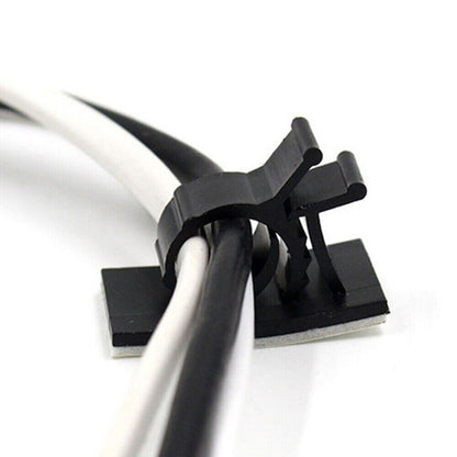 10PCS Adhesive Cord Management Cable Clips Black Wire Holder Organizer Clamp