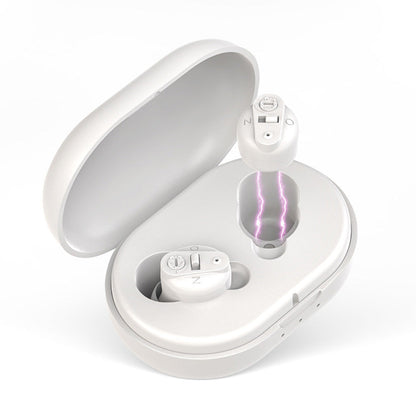 Wireless Hearing Amplifier Rechargeable Hearing Aids with Portable Charging Case Sound Enhancement for Hearing Loss White