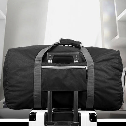 Large Foldable Travel Duffel Bag Carry-On Shoulder Bag with Shoe Compartment Black
