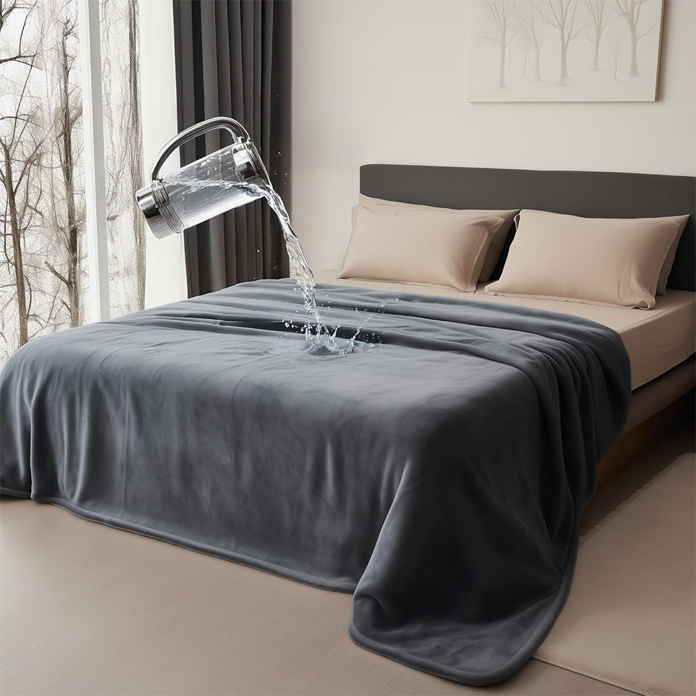 Water-Resistant Reversible Flannel Blanket-Grey