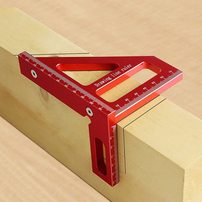 Multi-Angle Measuring Ruler Kit 45/90 Degree Aluminum Alloy Protractor Drawing Line Miter Triangle Tool for Woodworking