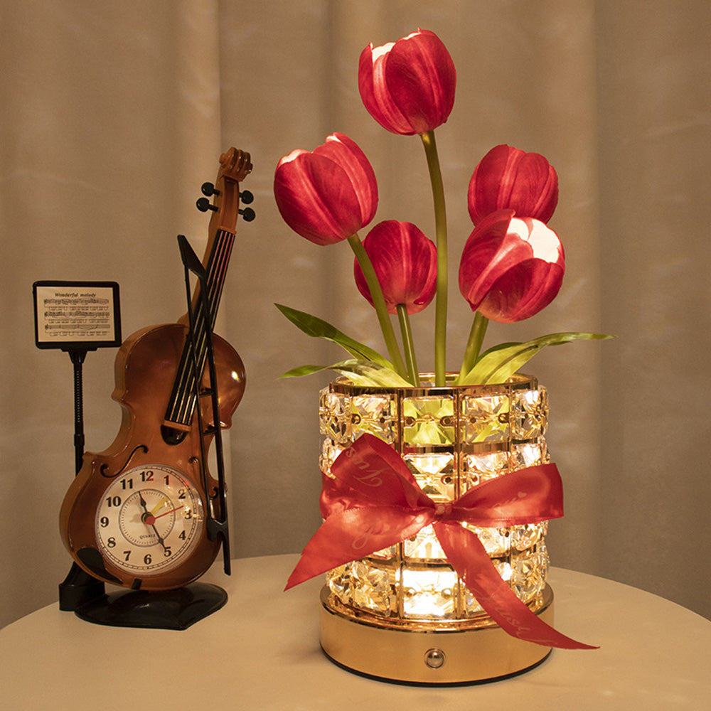 Tulip Flower Lamp Valentine¡¯s Day Gifts 3 Color Dimming Night Light -Red