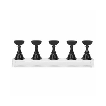 Set of 2Pcs Acrylic DIY Nail Art Practice Display Stand Magnetic Fake Nails Holder for Manicure Practices Black