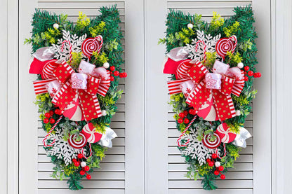 Christmas Hanging Upside Down Tree Candy Decoration for Door Wall