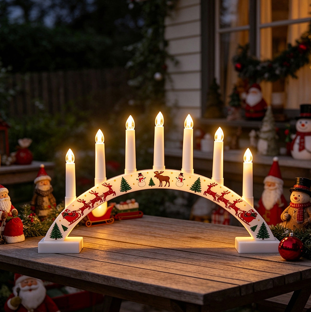 LED Christmas Flameless Taper Candle Decoration Light Holder - White