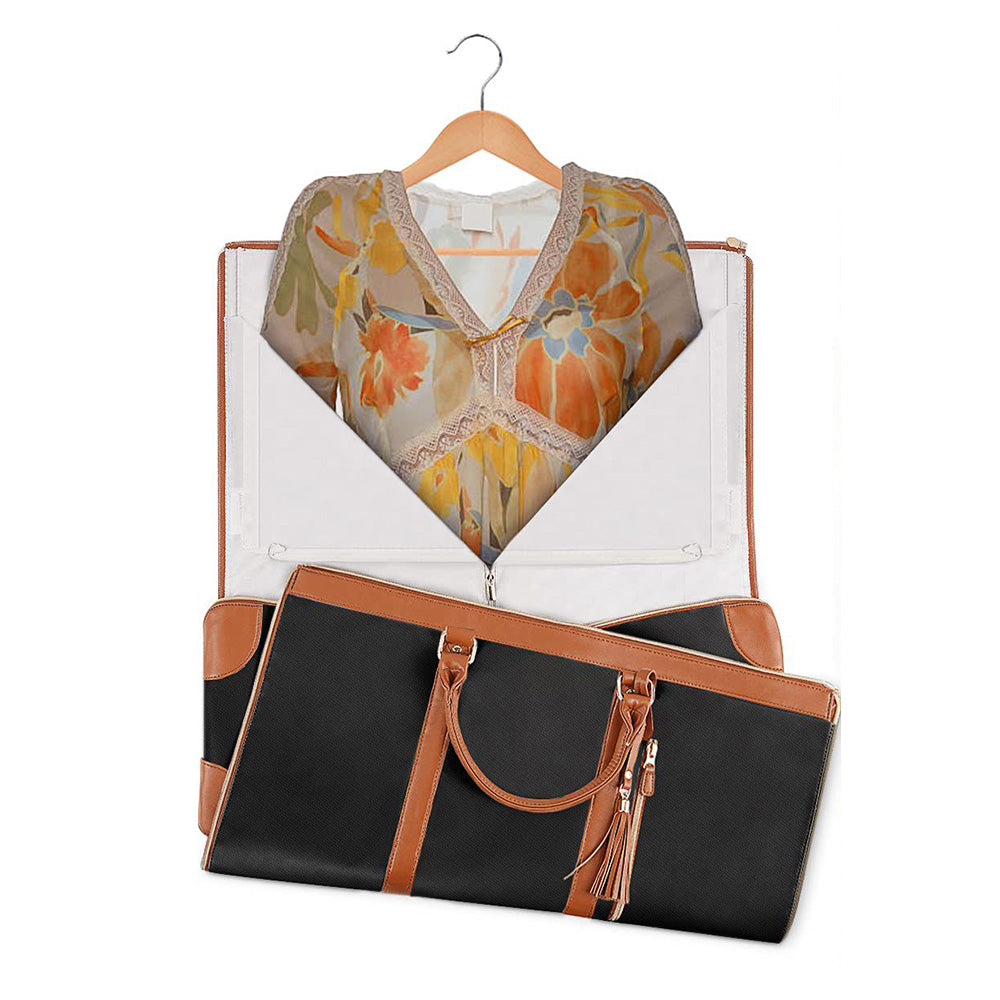 Water-Resistant Garment Duffle Bag Duffle Bag PU Leather Travel Bag -Beige