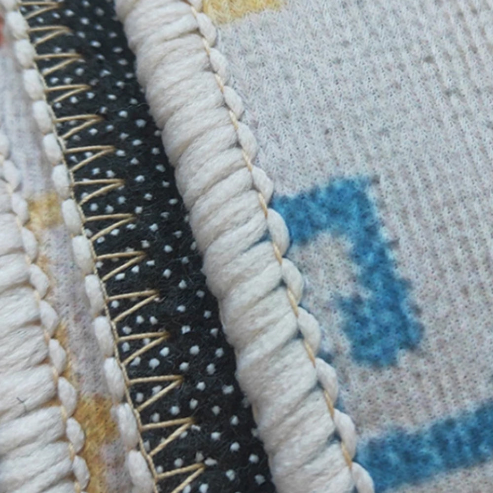 Rectangle Retro Area Rug Printed Floor Mat Non-Slip Blue