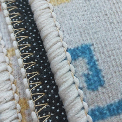 Rectangle Retro Area Rug Printed Floor Mat Non-Slip Blue