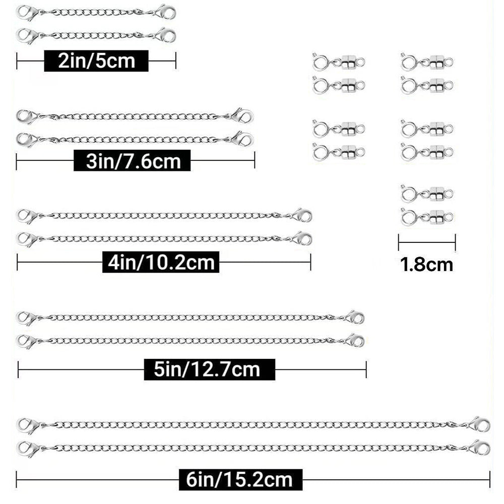 20Pcs Set Necklace Extenders and Clasps for Bracelet Chain Extension Jewelry Repair Kit White