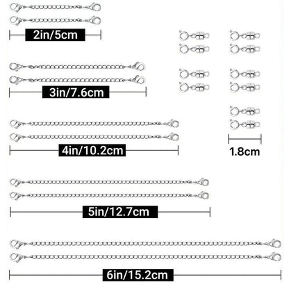 20Pcs Set Necklace Extenders and Clasps for Bracelet Chain Extension Jewelry Repair Kit White