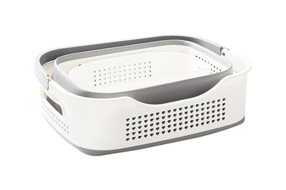 35L Collapsible Laundry Basket Clothes Hamper Washing Cleaning Organizer Bin-Grey