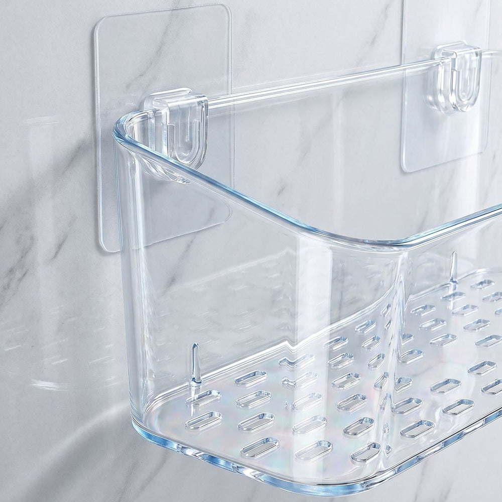 No Drill Bath Storage Wall Mounted Transparent Shower Caddy