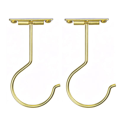 Self Adhesive Foldable Banana Hook for Under Cabinet Metal Holder for Kitchen-Gold