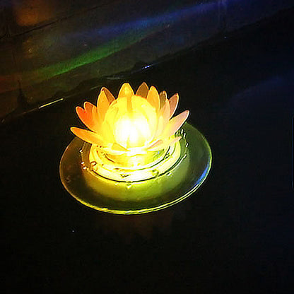Solar Powered Floating Pool Lights RGB Color Changing Water Resistant LED Floating Pond Light Decoration Lotus Style