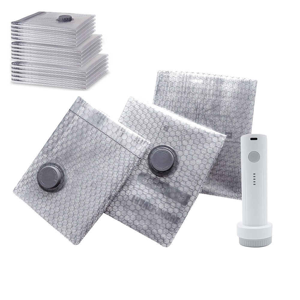 9Pcs Vacuum Bags with Rechargeable Air Pump Compression Packing Bags for Luggage