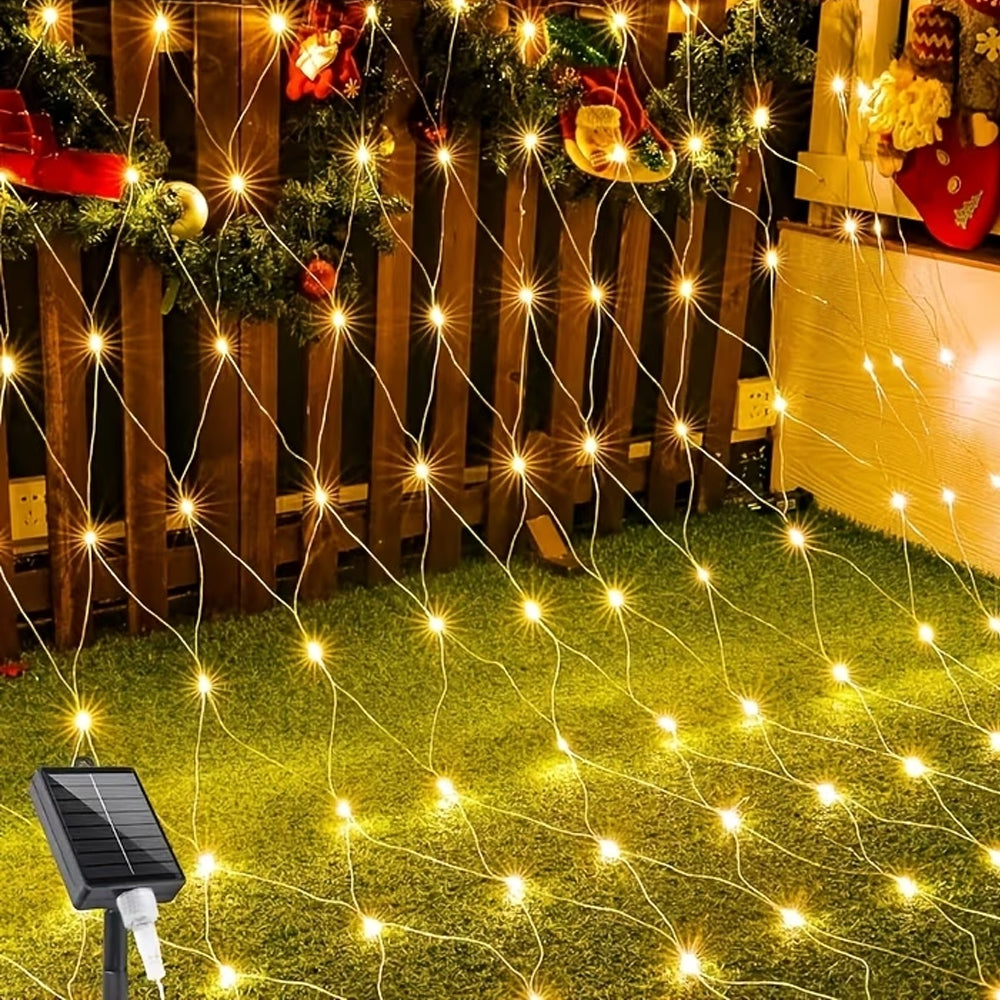 Solar Outdoor Mesh Lights Bush Lights 8 Modes Christmas Net Light - Warm White
