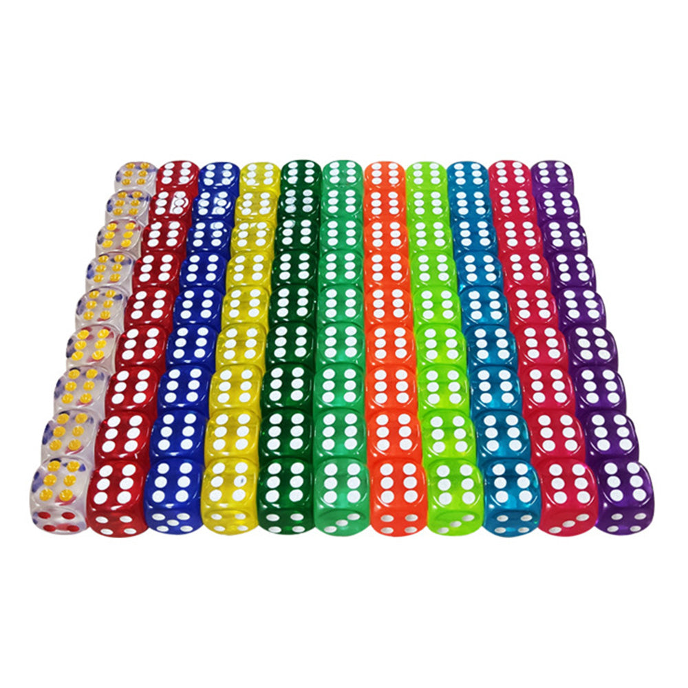 100PCS 14mm 6-Sided Colored Dice Set Bulk Game Dices for Board Games