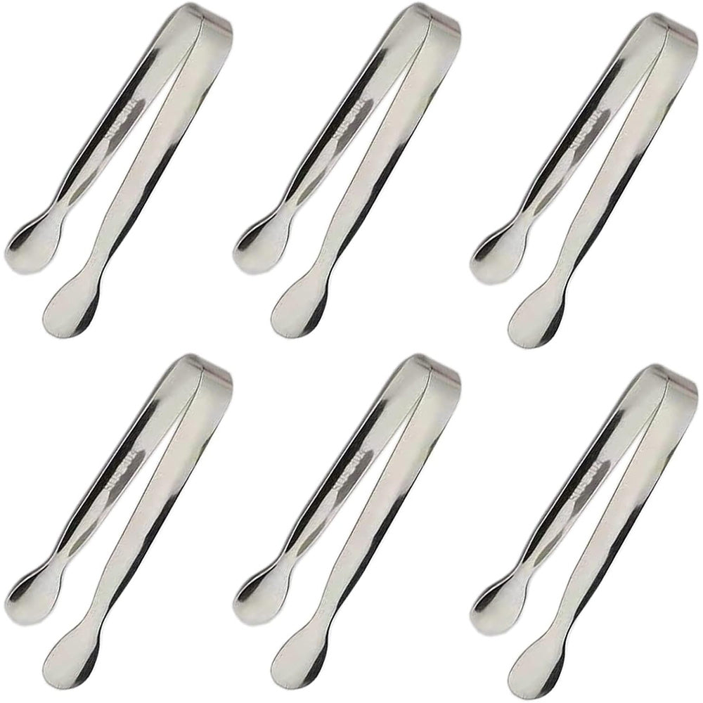 6PCS Ice Tongs Mini Sugar Tongs Stainless Steel Kitchen Utensils Set-Silver