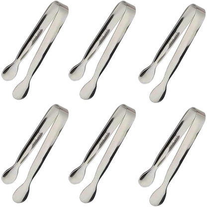 6PCS Ice Tongs Mini Sugar Tongs Stainless Steel Kitchen Utensils Set-Silver