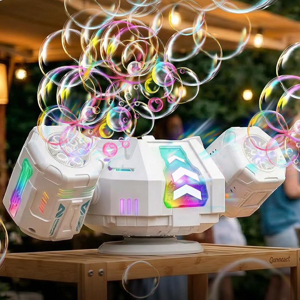 Rechargeable Bubble Machine with RGB Lights - White