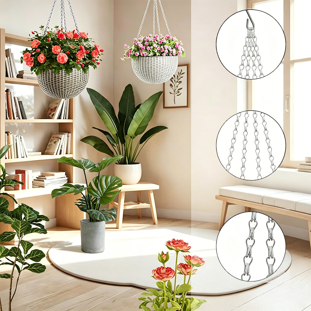 2Pcs 4 Point Hanging Basket Chain Set Basket Hangers for Planters-Round Buckle