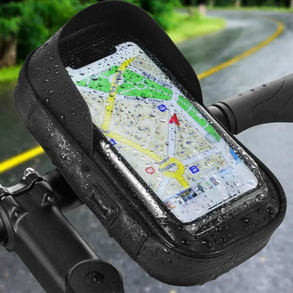 Waterproof Bike Phone Holder Fully Enclosed Touch Sensitive Bike Handlebar Phone Mount-Black