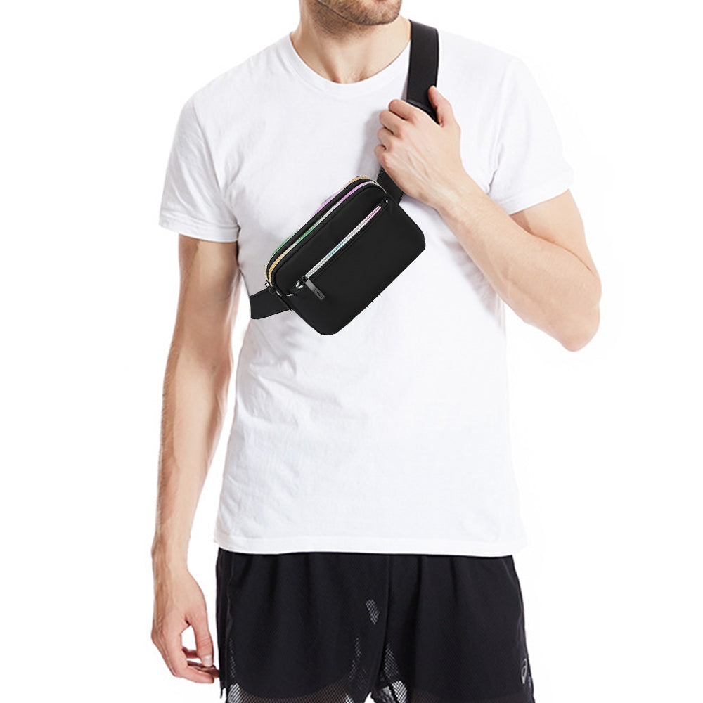 Chest Waist Packs Fanny Pack Waist Belt Bag for Women and Men Mixcolor Black