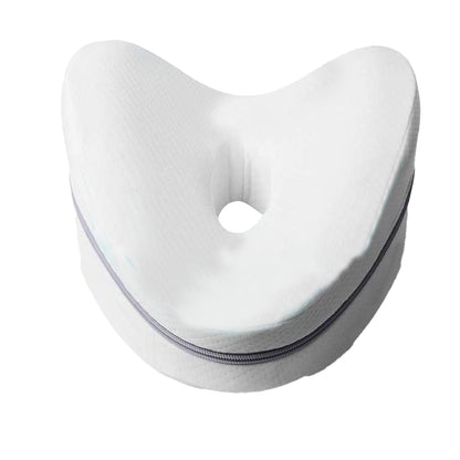 Leg Knee Pillow Memory Foam Knee Support Cushion with Washable Cover for Side Sleeper-White