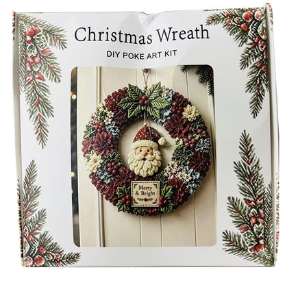 3D Fabric Poke Craft Christmas Wreath DIY Kit for Adults - Santa Claus