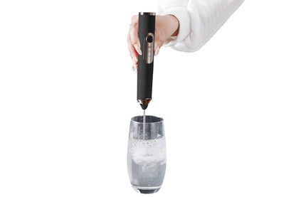 Electric Milk Frother Handheld Mini Drink Mixer Whisk Drink Foam Mixer with USB Rechargeable Frother for Coffee Latte-Black