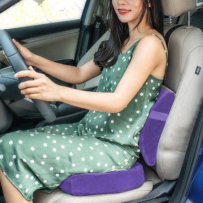 Memory Foam Seat Cushion and Lumbar Support Pillow for Office Chair Car Purple