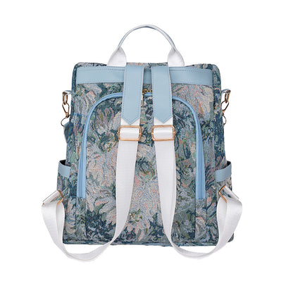 Printed Anti-theft Backpack Multifunctional Large Capacity Travel Bag Blue