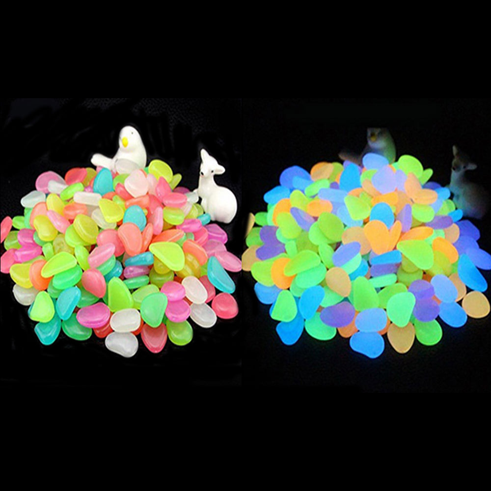 100Pcs Glow-in-the-Dark Pebbles Multicolour