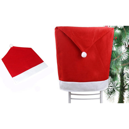 8pcs Santa Hat Chair Covers Red Hat Dining Chair Slipcovers for Christmas Banquet Restaurant Party Decor