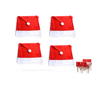 8pcs Santa Hat Chair Covers Red Hat Dining Chair Slipcovers for Christmas Banquet Restaurant Party Decor