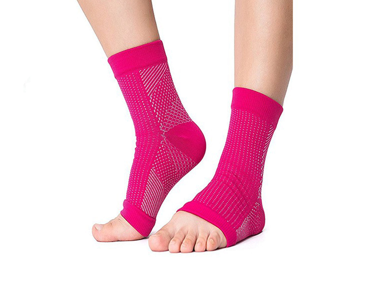 4 Pairs of Anti Fatigue Compression Socks - Rose Red and White S/M
