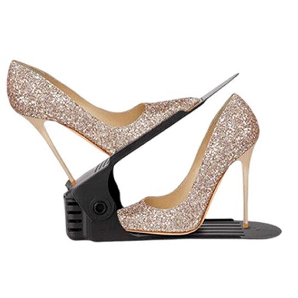 4Pcs Adjustable Shoes Rack Shoe Slots Organizer - Black