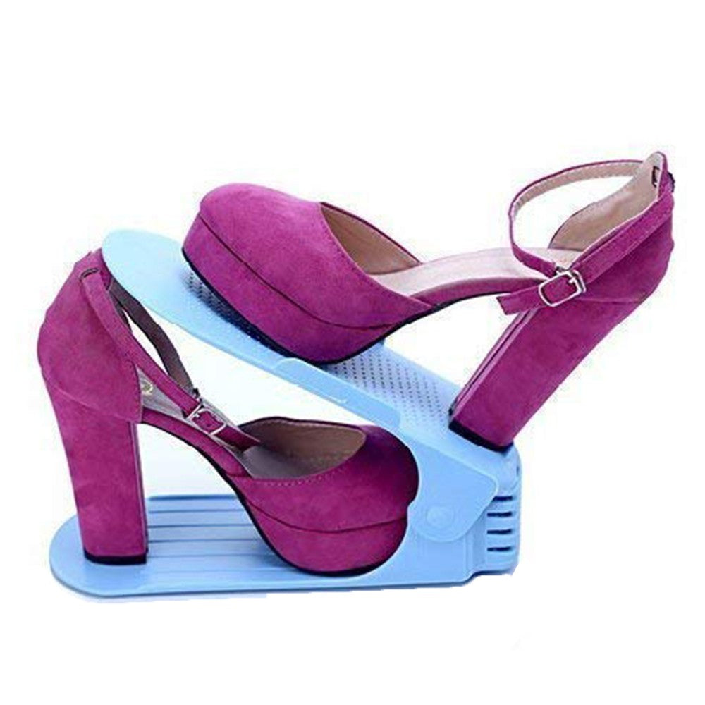 4Pcs Adjustable Shoes Rack Shoe Slots Organizer - Blue