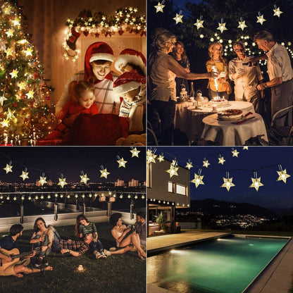 12m 100LED Solar Star String Lights Outdoor Festoon Party Garden Decor