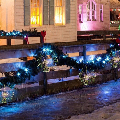 2X Colored 120LED 8 Modes DIY Starburst Solar Lights 60 Branches Fireworks Lamp