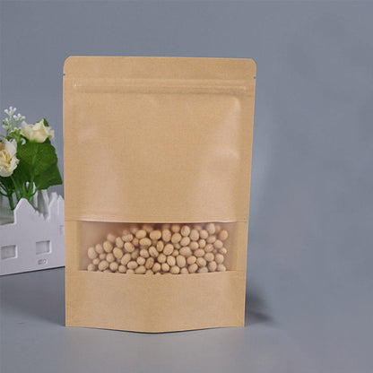 50 Pack of Visible Resealable Kraft Paper Pouch Self Sealing Food Storage Bag