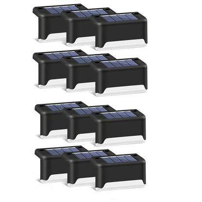 12PCS Solar Powered Deck Lights Warm White Lamps Set -Black