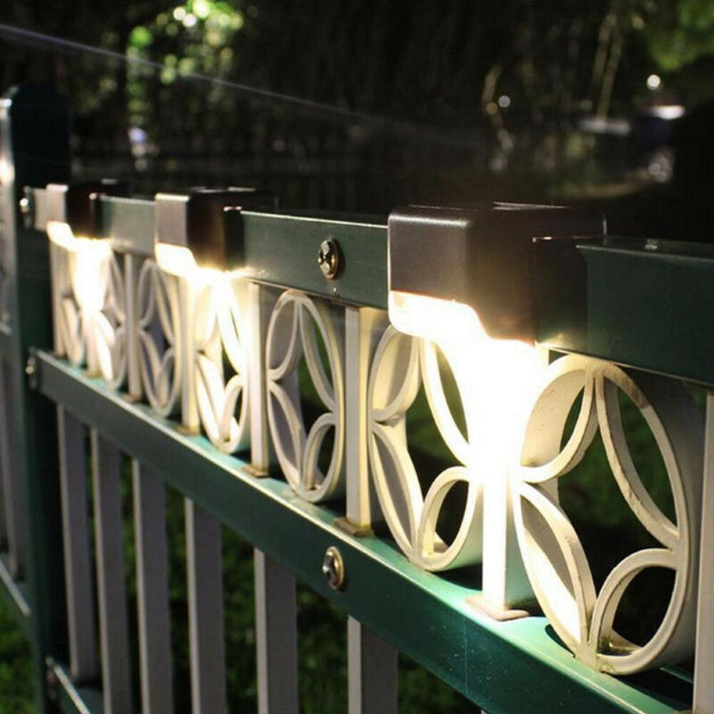 12PCS Solar Powered Deck Lights Warm White Lamps Set -Brown